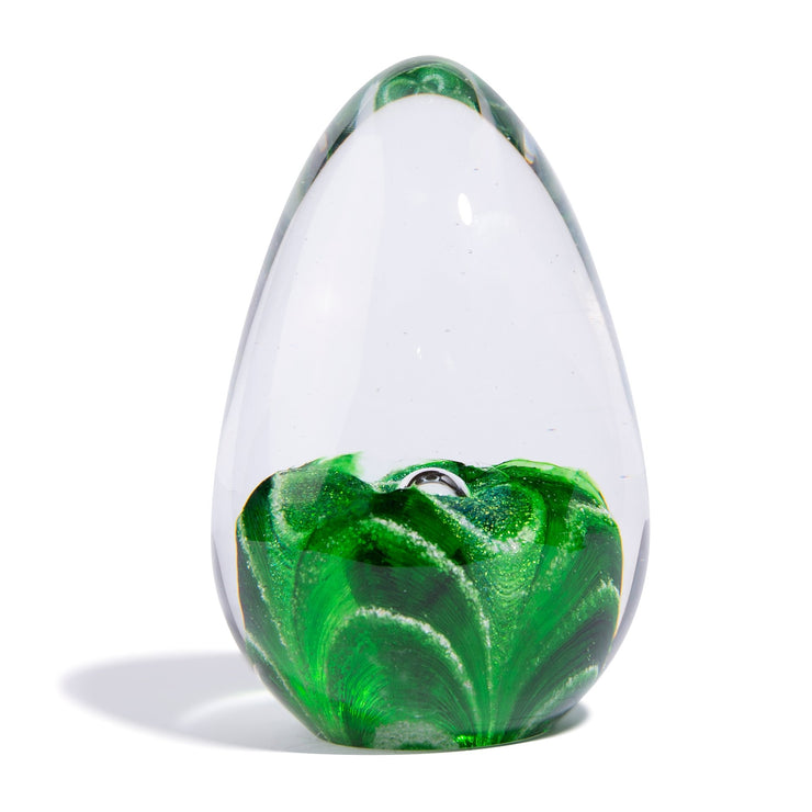 Cremation Glass Art Paperweight Egg with Ashes | Emerald-eggs