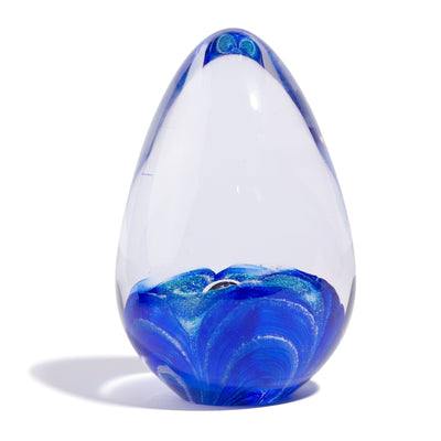 Cremation Glass Art Paperweight Egg with Ashes | Zephyr-eggs