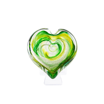 Hand Blown Glass Cremation Heart with Ashes | Lily Pad-hearts