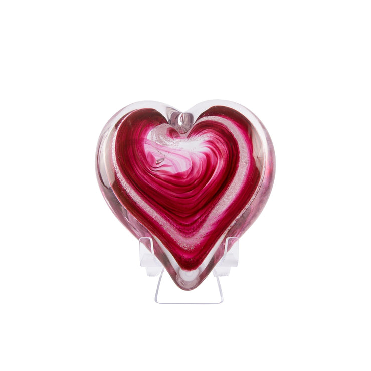 Hand Blown Glass Cremation Heart with Ashes | Love-hearts