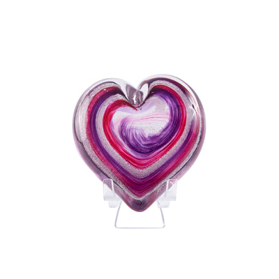 Hand Blown Glass Cremation Heart with Ashes | Royal Ruby-hearts