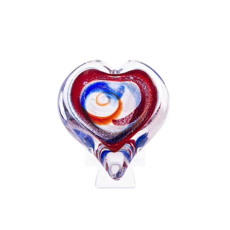 Hand Blown Glass Cremation Heart with Ashes | Valor-hearts