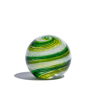 Hand Blown Glass Paperweight Orb With Cremation Ash | Lily Pad-globes