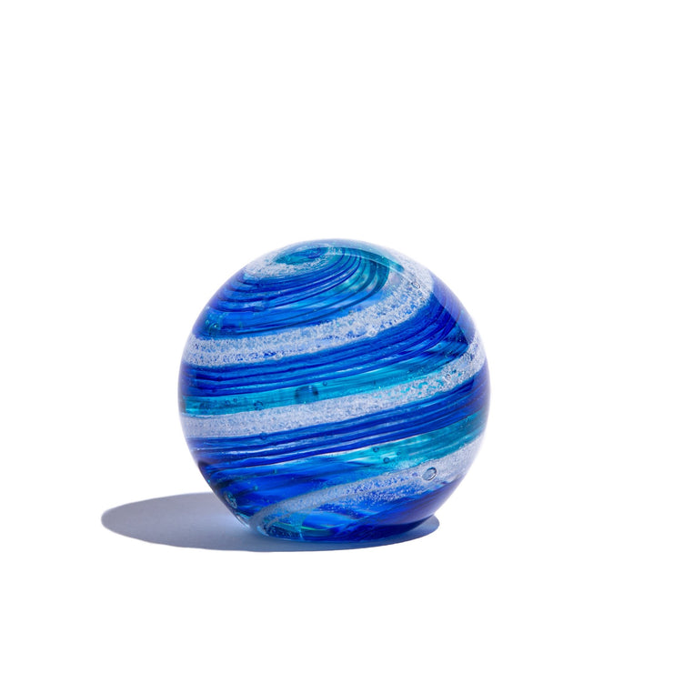 Hand Blown Glass Paperweight Orb With Cremation Ash | Sapphire Swell-globes
