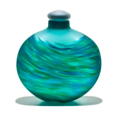 Hand Blown Glass Urn for Cremation Ashes | Emerald Blue Urn-