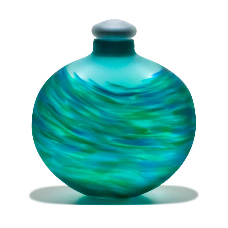 Hand Blown Glass Urn for Cremation Ashes | Emerald Blue Urn-