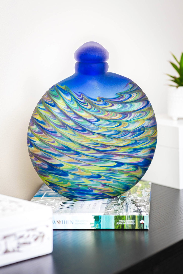 Hand Blown Glass Urn for Cremation Ashes | Limited Edition Peacock Urn-