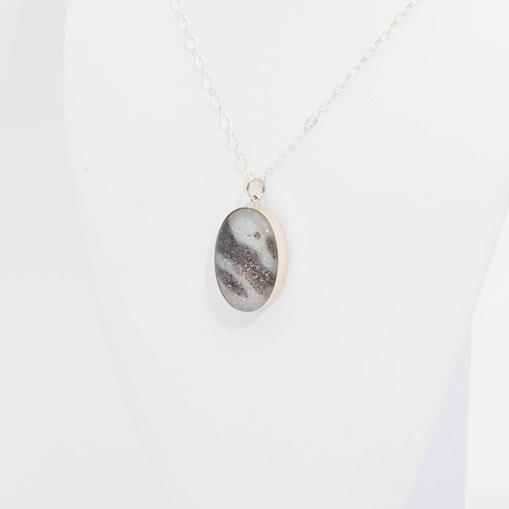 Oval Resin Pendant Memorial Necklace | Cremation Jewelry | Carrera-jewelry