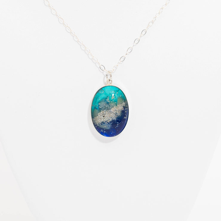 Oval Resin Pendant Memorial Necklace | Cremation Jewelry | Oceanic-jewelry