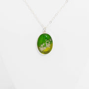 Oval Resin Pendant Memorial Necklace | Cremation Jewelry | Spring-jewelry