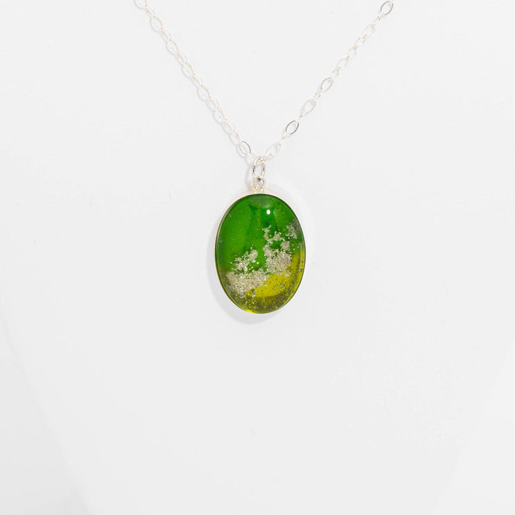 Oval Resin Pendant Memorial Necklace | Cremation Jewelry | Spring-jewelry