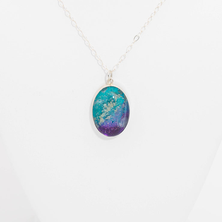 Oval Resin Pendant Memorial Necklace | Cremation Jewelry | Stellar-jewelry