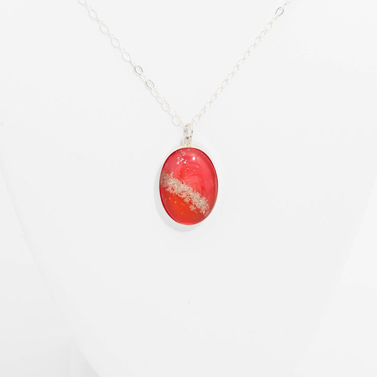 Oval Resin Pendant Memorial Necklace | Cremation Jewelry | Sunset-jewelry