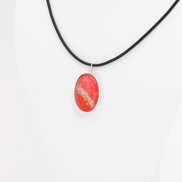 Oval Resin Pendant Memorial Necklace | Cremation Jewelry | Sunset-jewelry