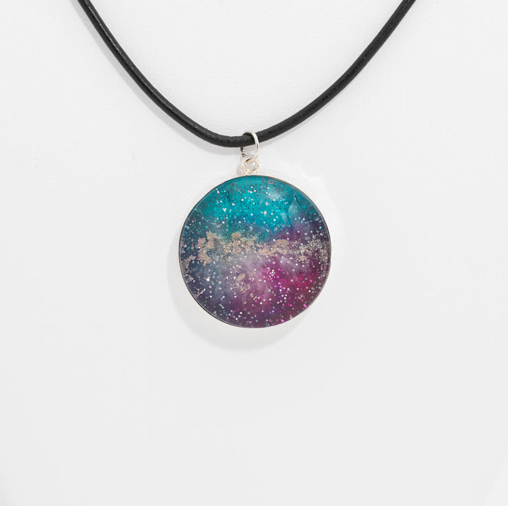 Round Resin Pendant Memorial Necklace | Cremation Jewelry | Stellar